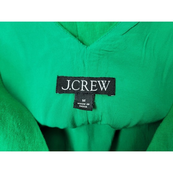 J Crew Maxine V-neck‎ Shift Dress Green Linen BR470 Sz M - Picture 7 of 12